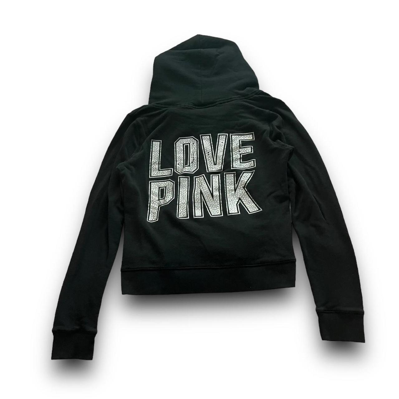 y2k PINK hoodie , super cute black PINK brand zip up