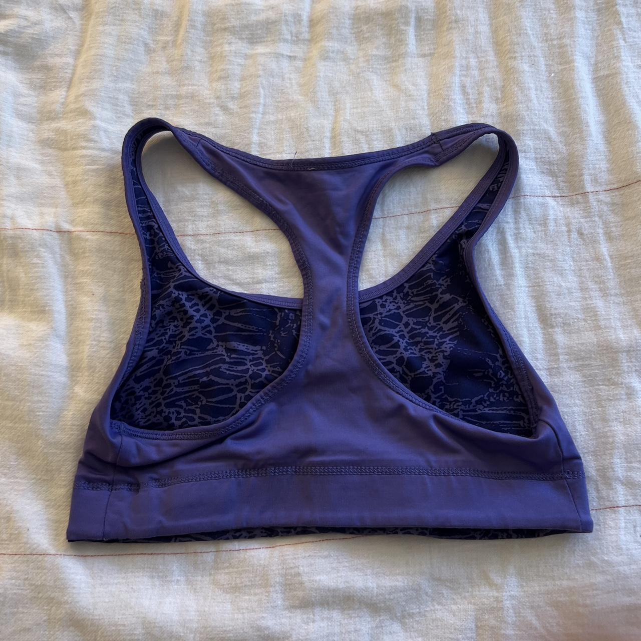 old navy purple and crème zebra print sports bra - Depop