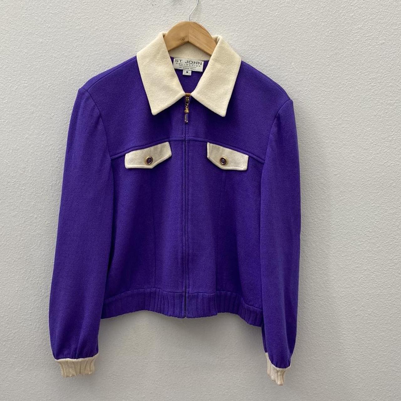 VINTAGE ST.JOHN purple knit sweater jacket Size... - Depop