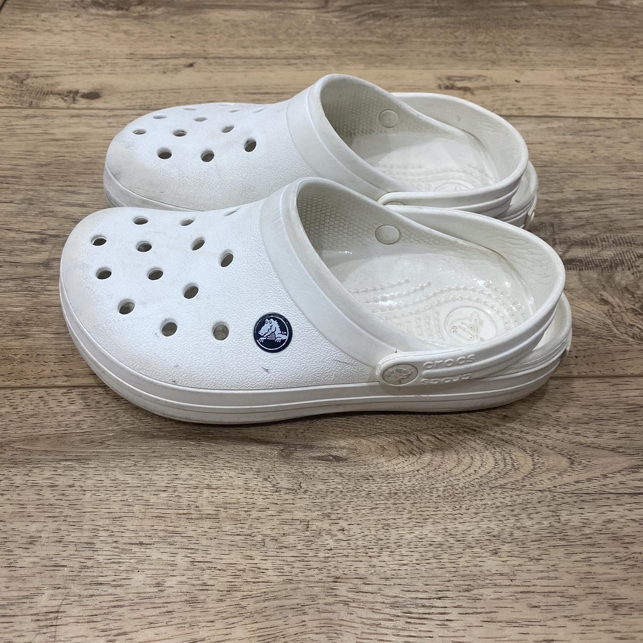 CROCS white classic clog shoe Size mens 4/womens... - Depop