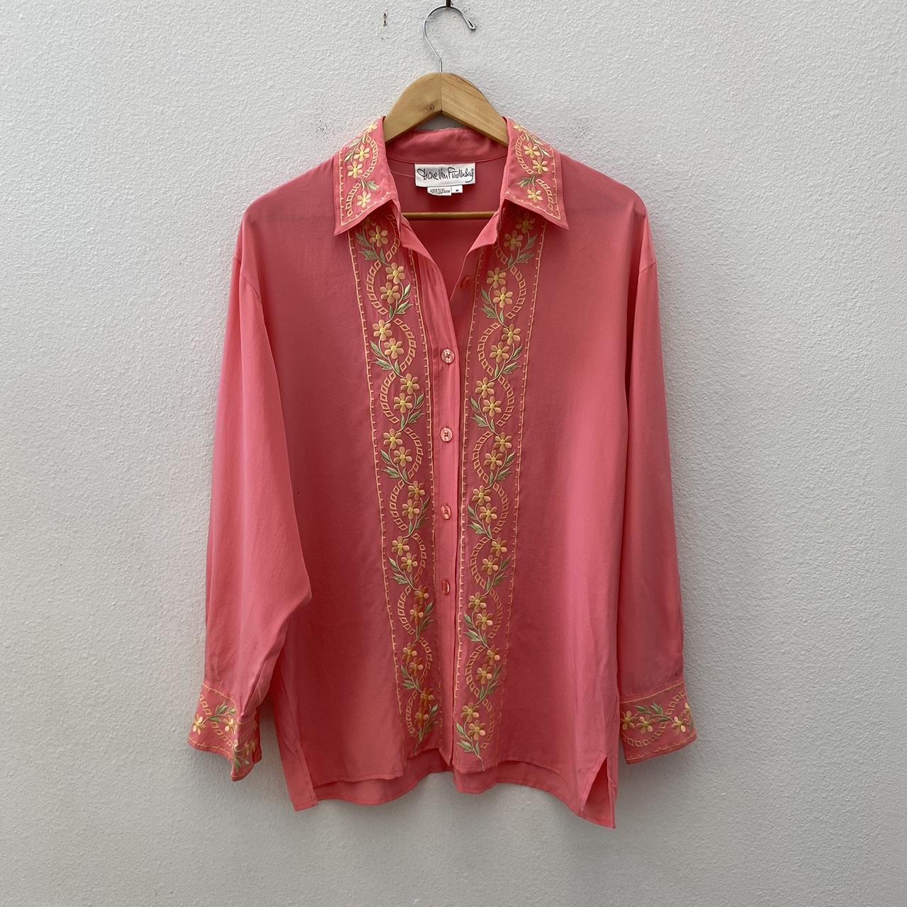 Diane Von Furstenberg Embroidered deals Silk Blouse