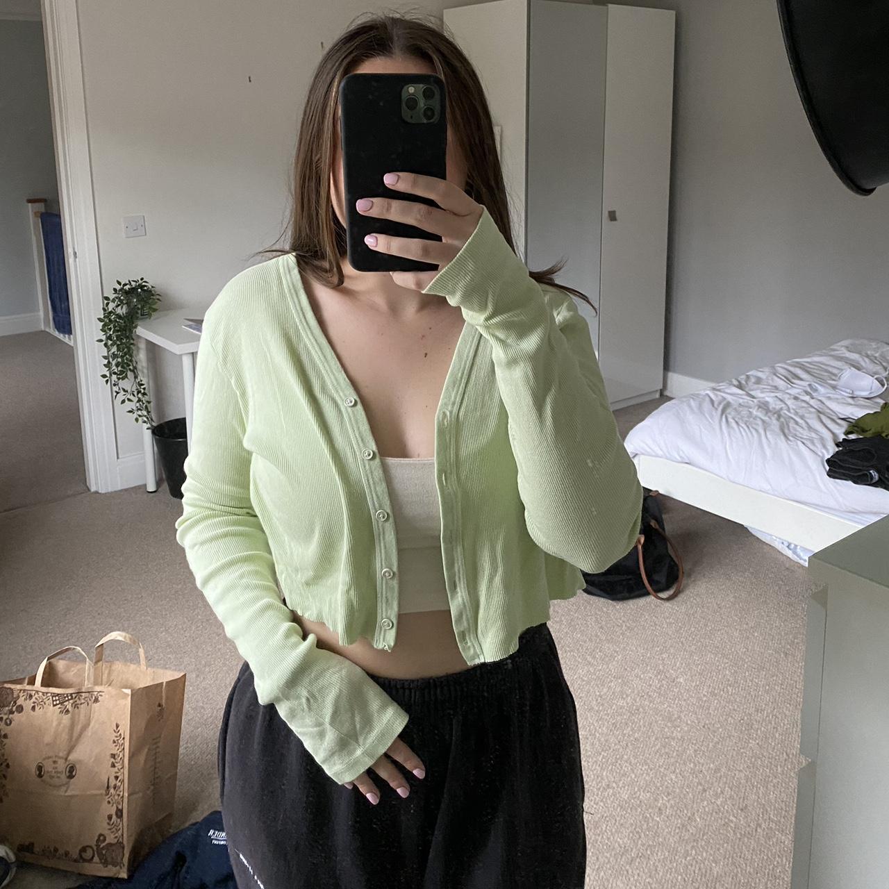 brandy melville green button up long sleeve Depop