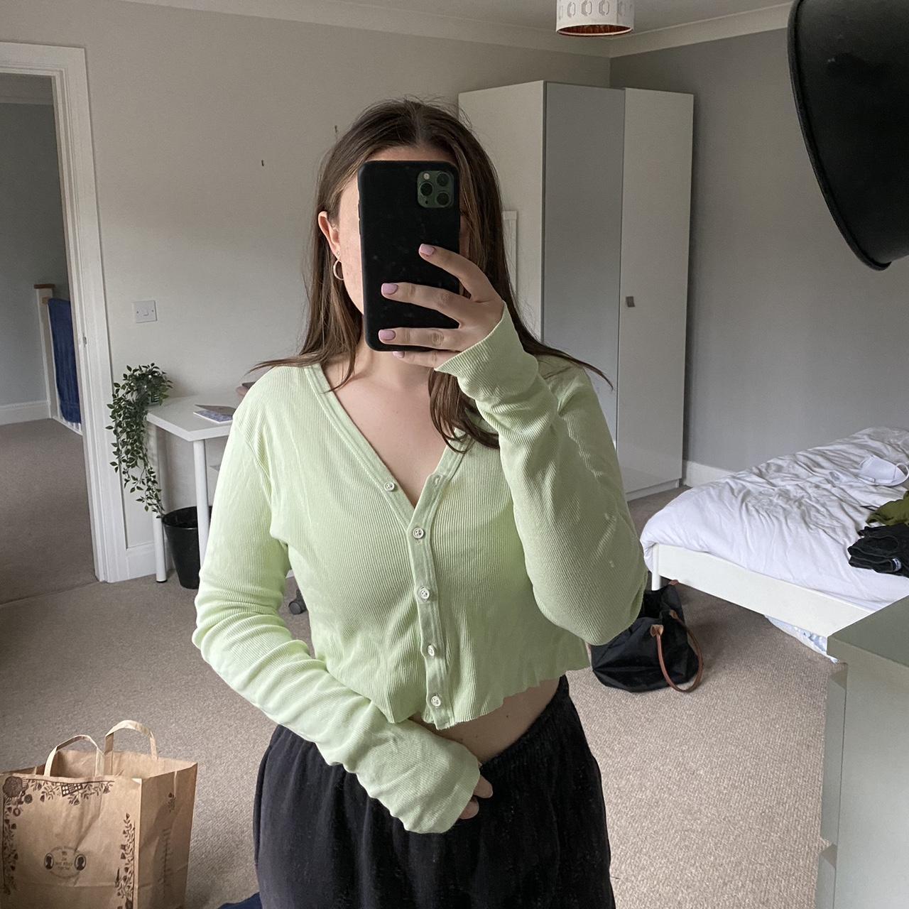 brandy melville green button up long sleeve Depop
