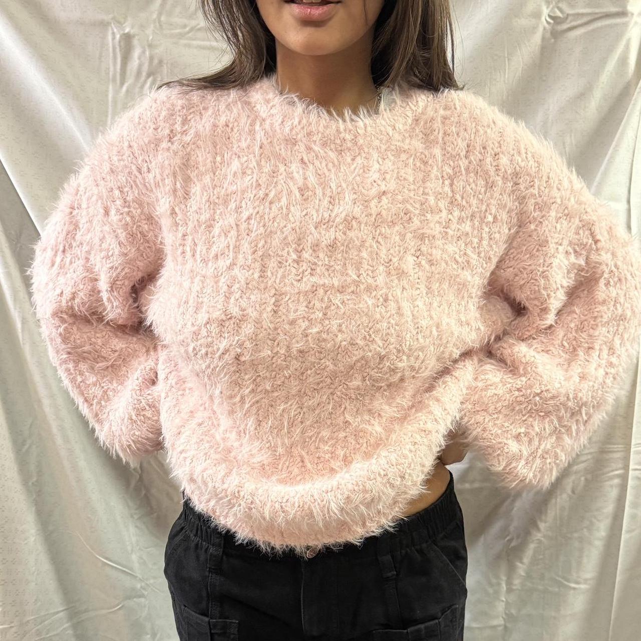 coquette fuzzy pastel pink sweater so comfy and cute. Depop