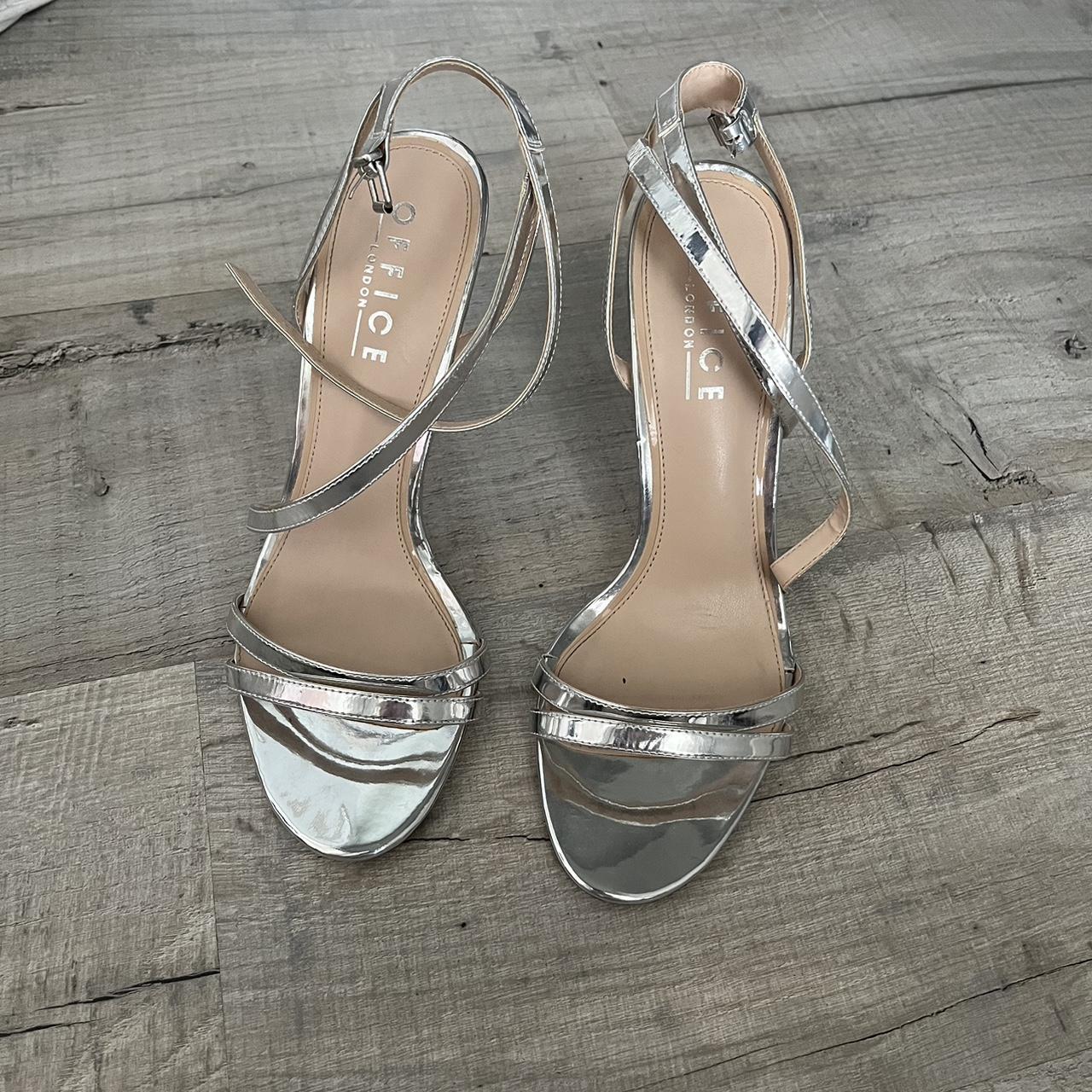 Silver stiletto heels from office, size UK7 worn... - Depop