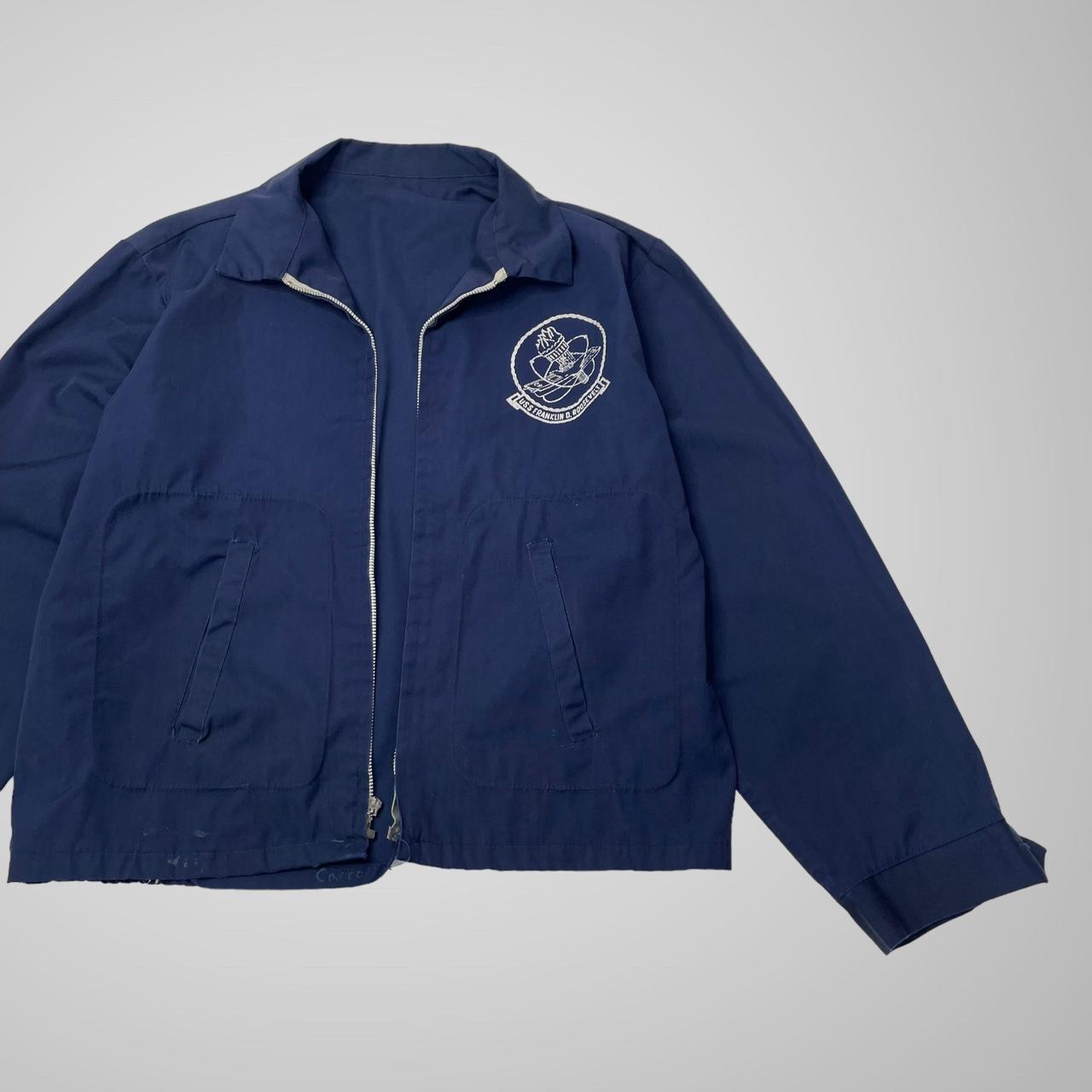 Vintage 1950s navy uss franklin roosevelt zip up... Depop