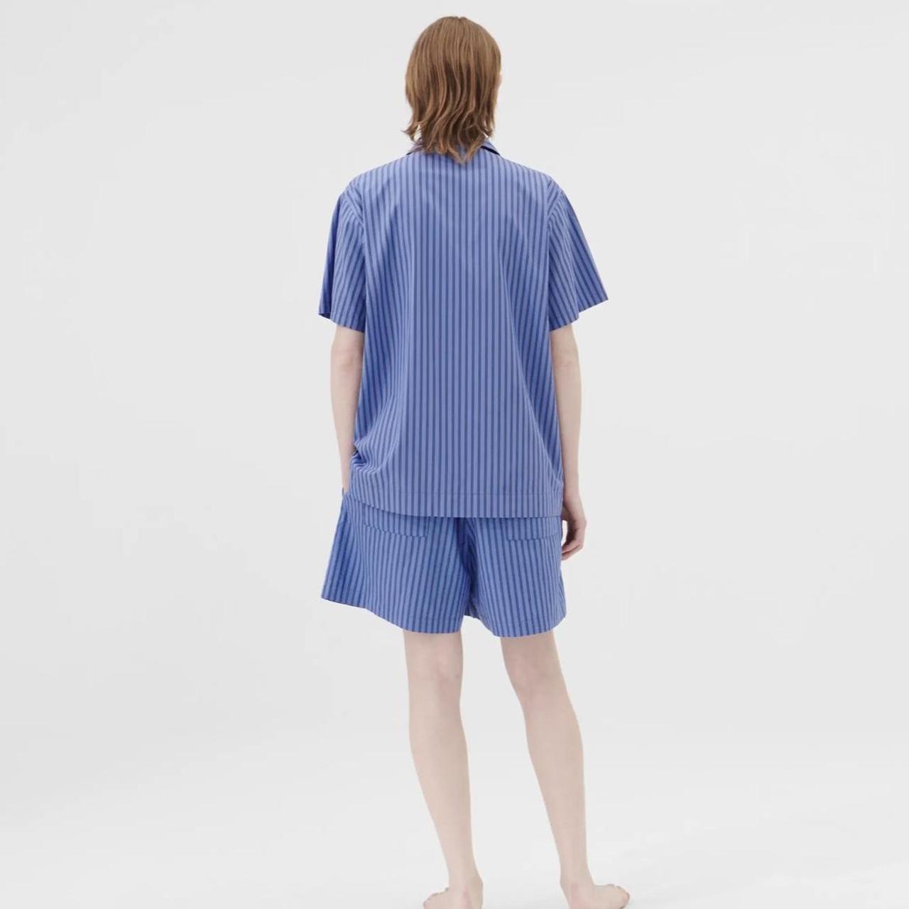 TEKLA Striped organic cotton-poplin pajama shirt