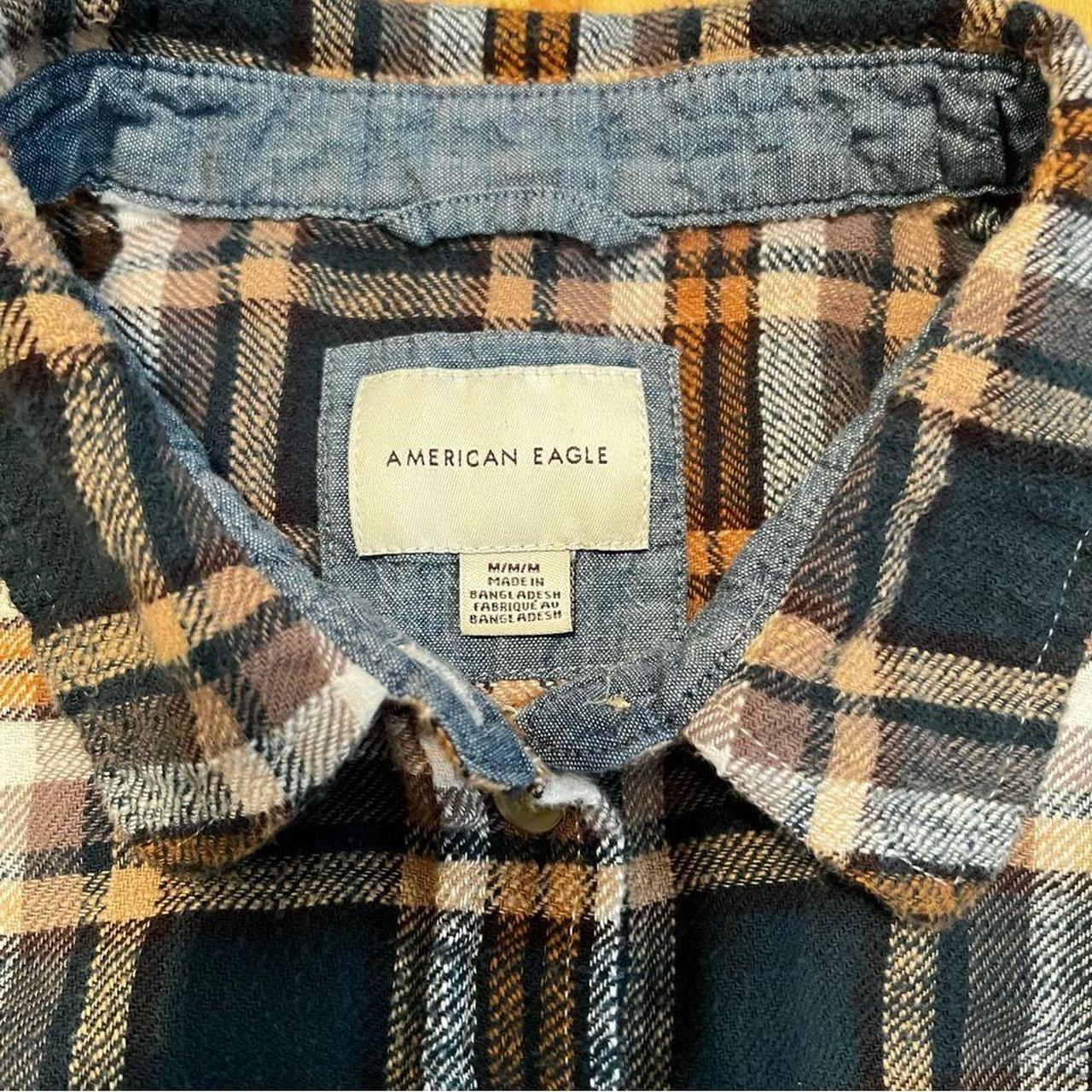 American Eagle Cropped Flannel Button Up Plaid Shirt... - Depop