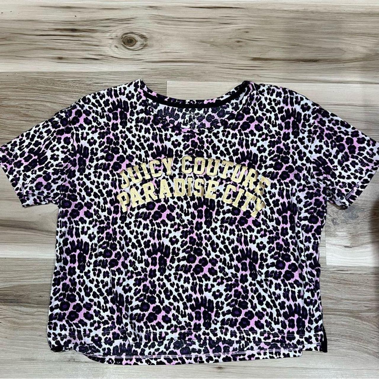 JUICY COUTURE★Dog print コットン 半袖 T-shirt JC287 Juicy Couture Paradise City Pink and Black Cheetah | Depop