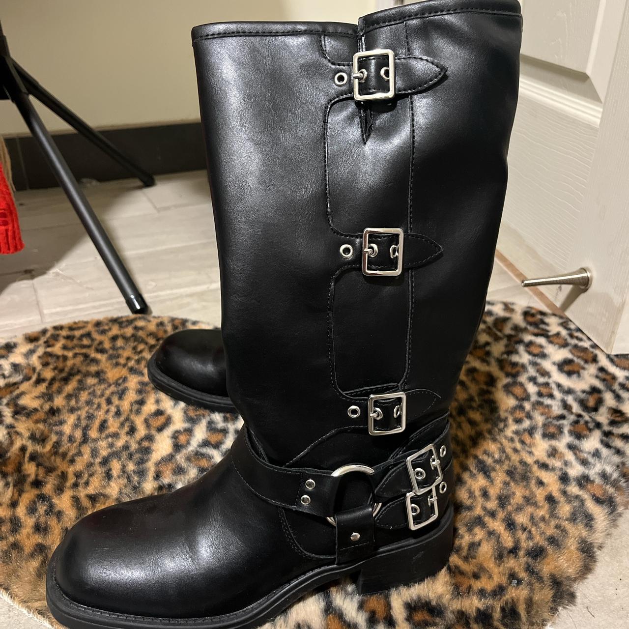 Black Madden Girl Motorcycle Boots Nothing Wrong - Depop