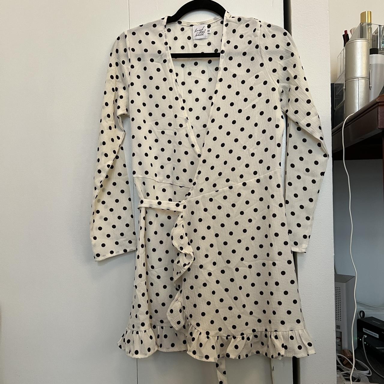 Women's A-line Dress White/Black S – Raised by Wild Wrap Polka