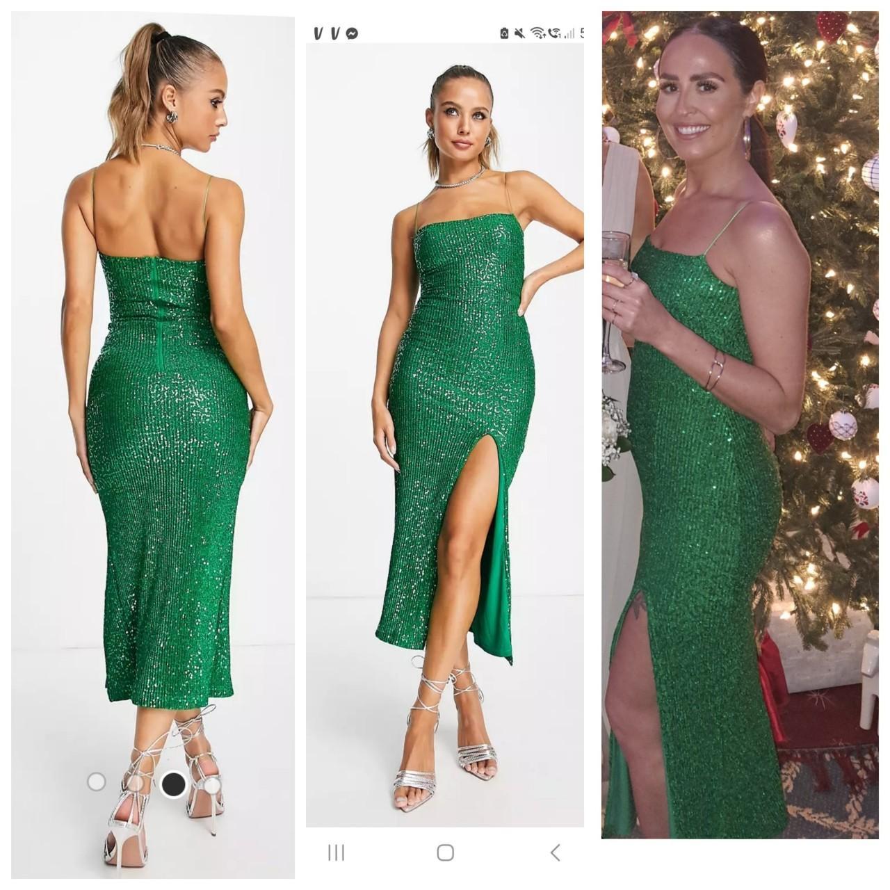 Vesper green sequence dress. worn once excellent... Depop