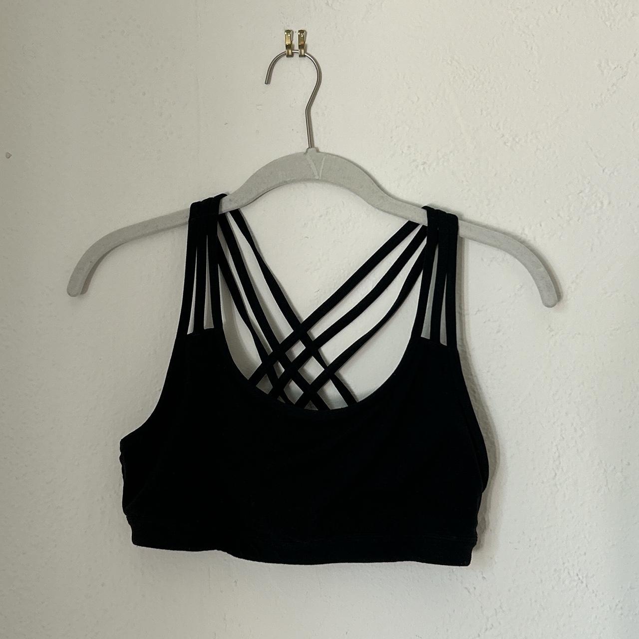 strappy black athleta bra! great condition. - Depop