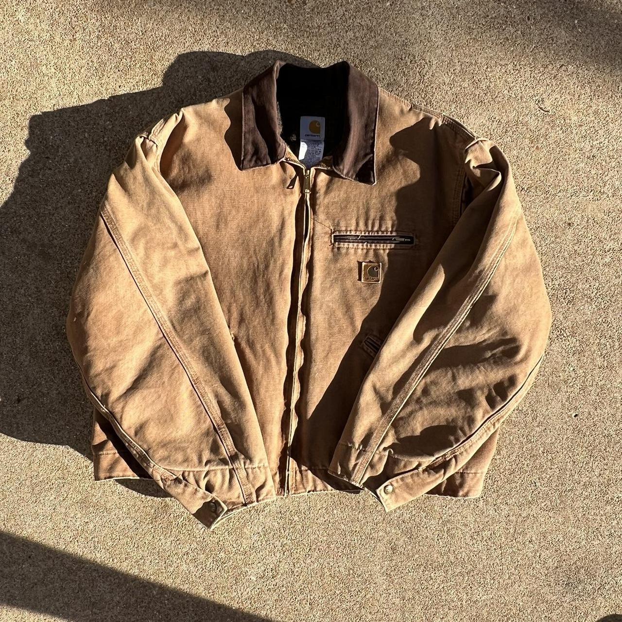 Vintage Carmel Carhartt Detroit jacket In great... - Depop