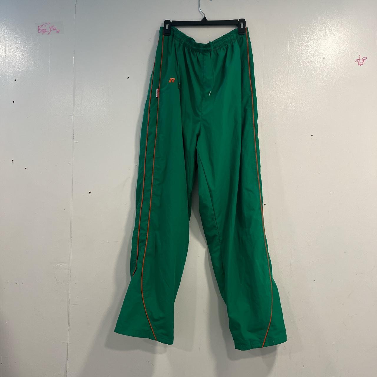 Russell athletic green orange stripe track pants | Depop