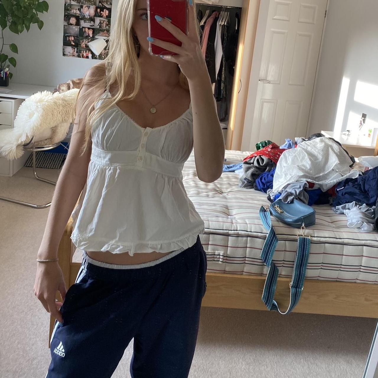 brandy melville white tank vest cami top babydoll... Depop