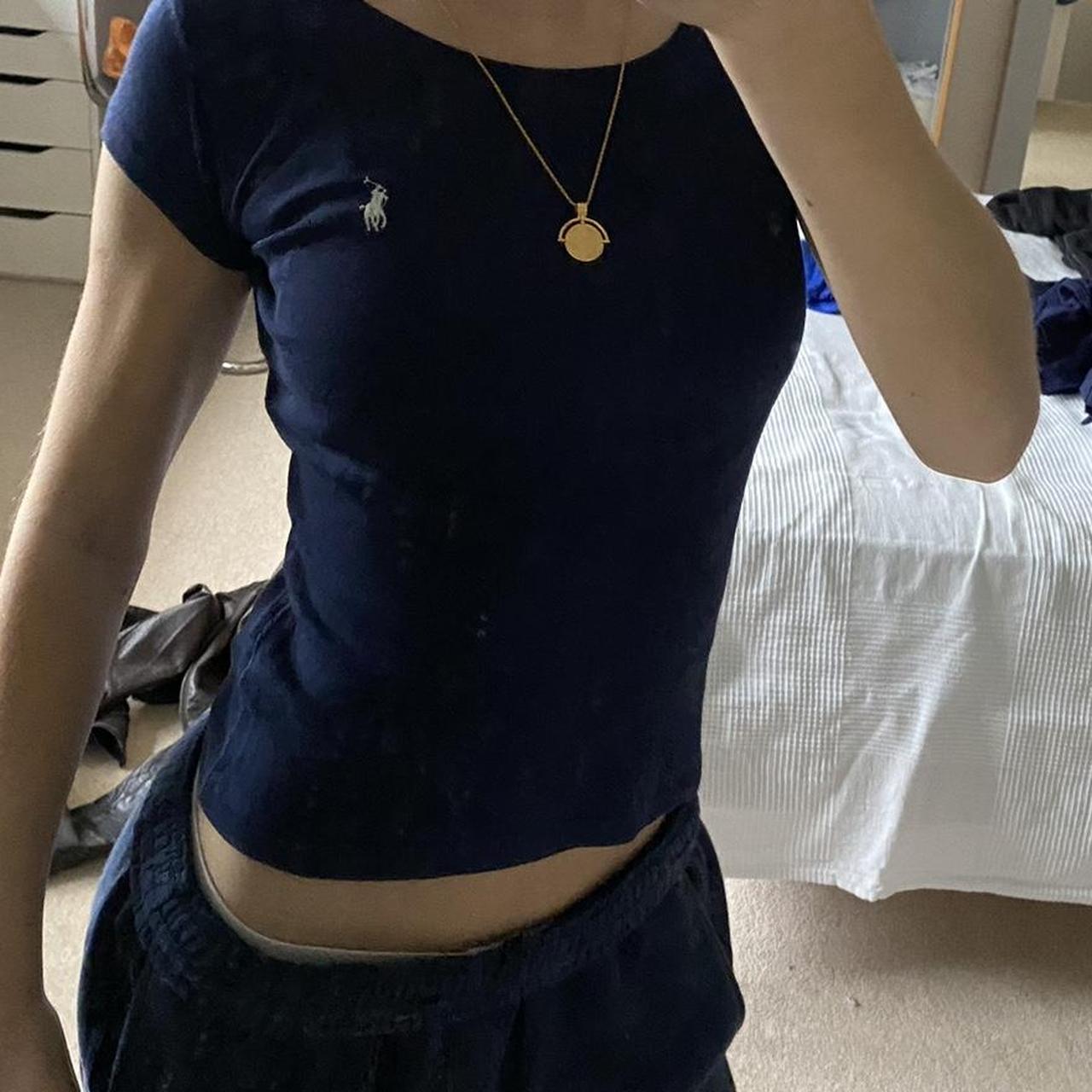 navy ralph lauren baby tee⭐️ kids size seen on xs... - Depop