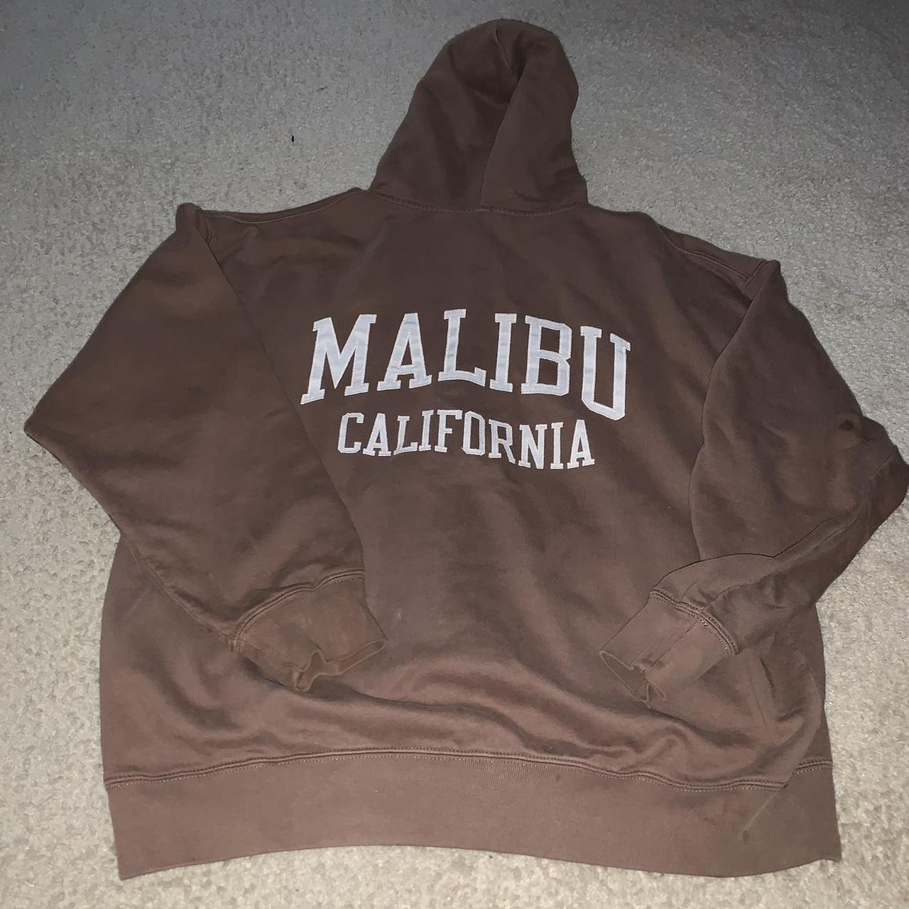 Brandy Melville Women's White and Brown Hoodie Depop