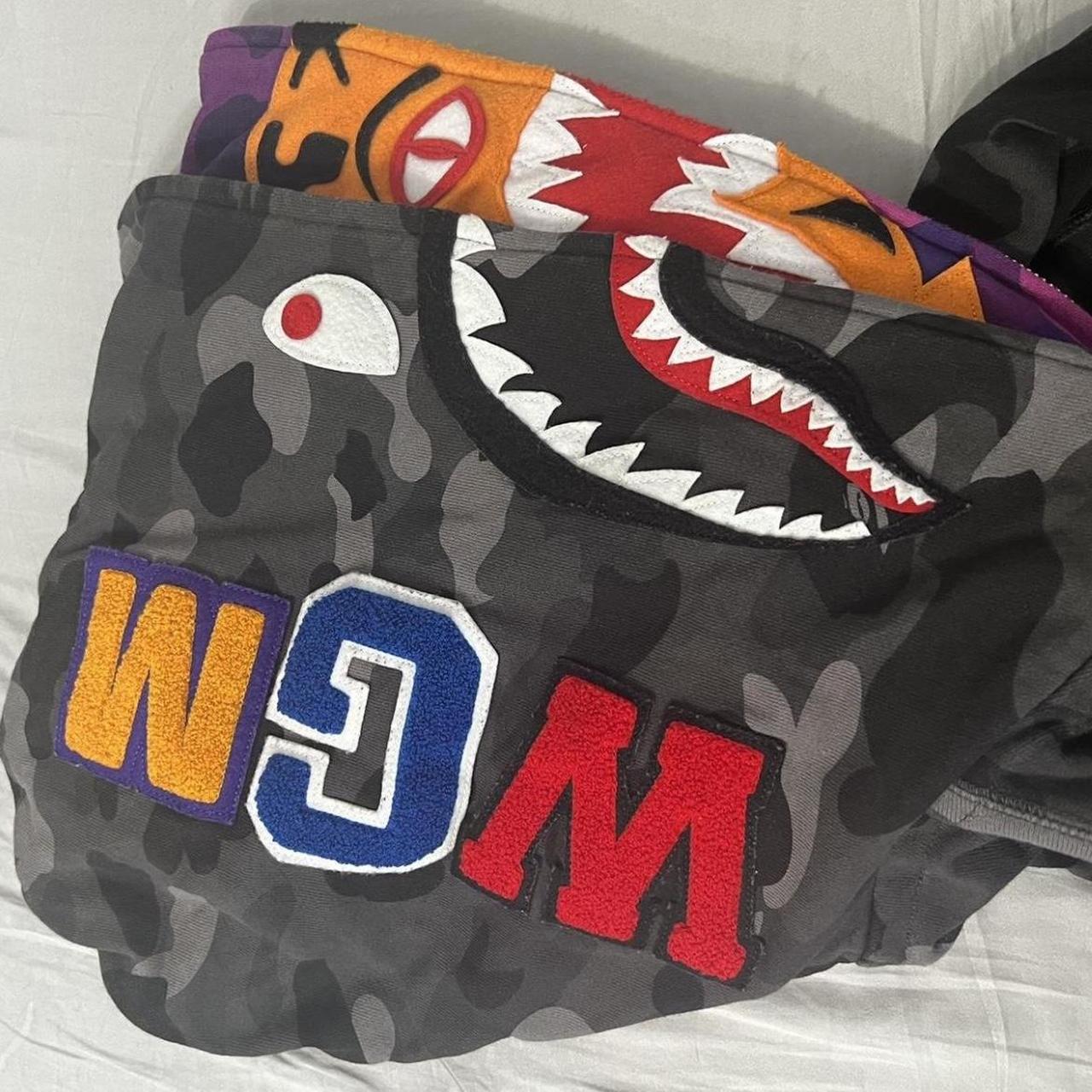 Bape bape double hooded black and purple tiger and... - Depop