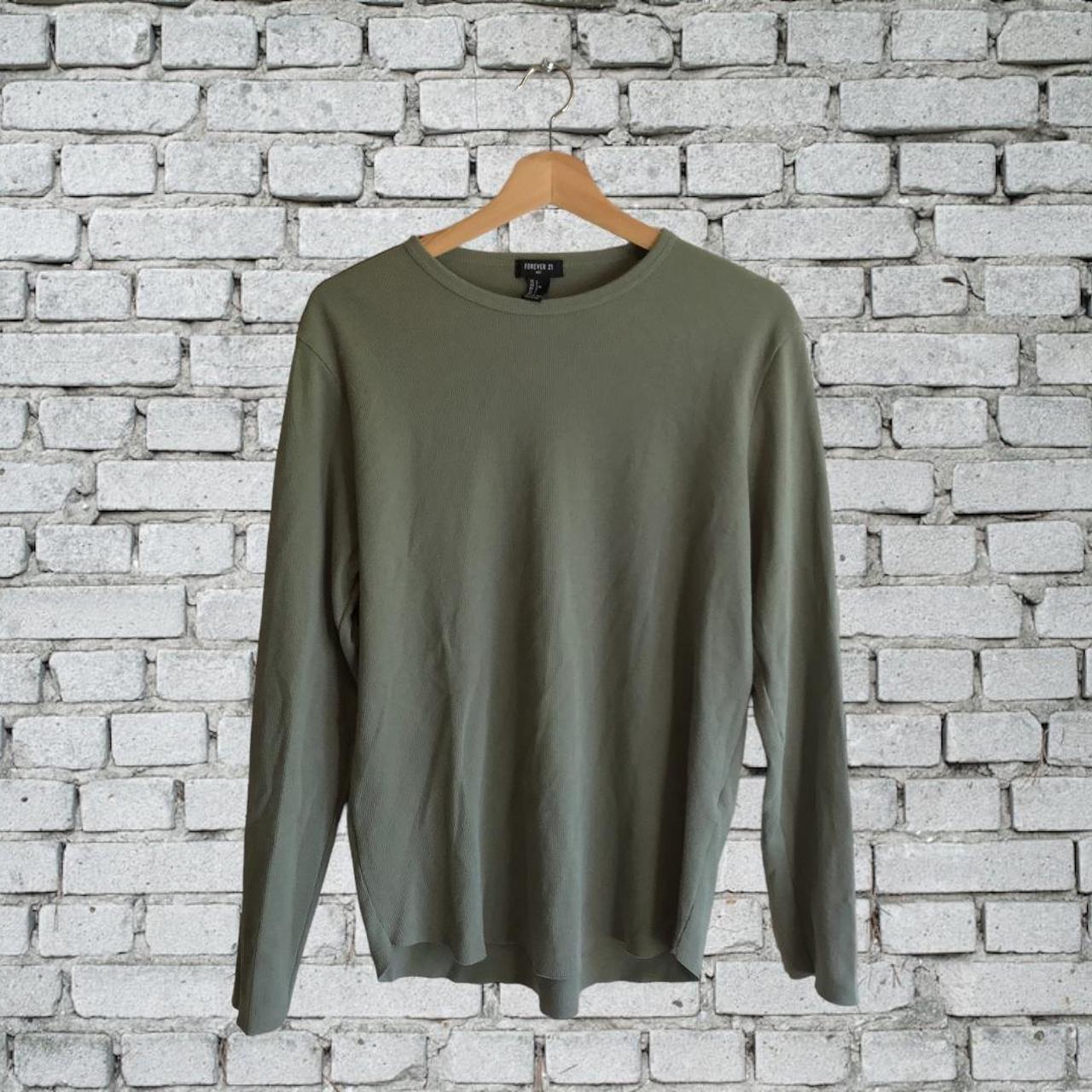 Forever 21 Green Thermal Long Sleeve T Shirt Depop