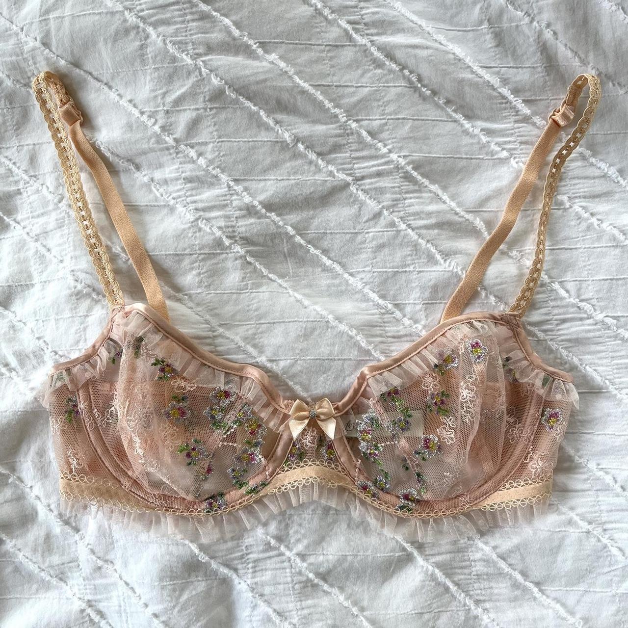 For Love & Lemons emma embroidered bra, size small