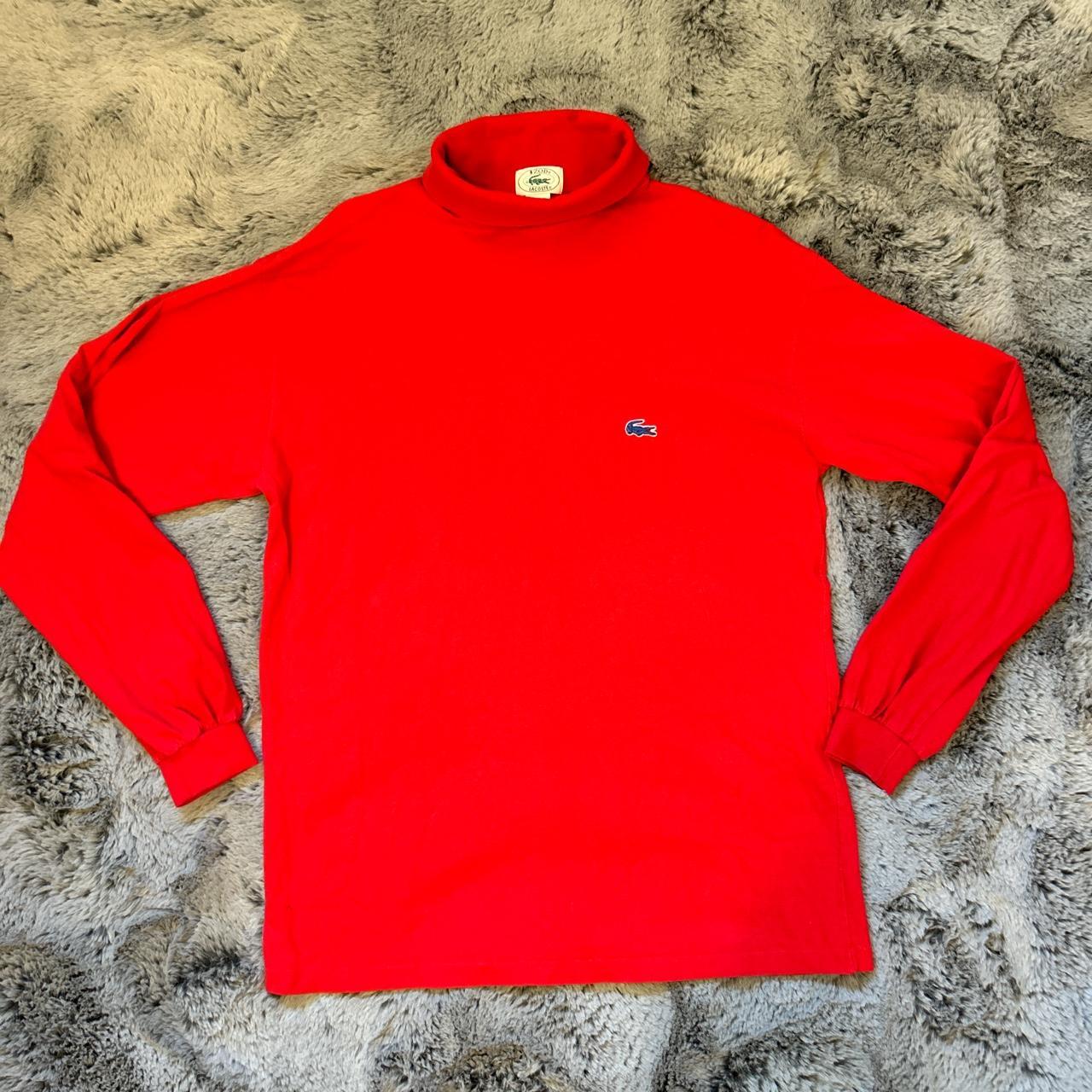 Vintage Izod Lacoste 2024 Red Cotton Long Sleeve Turtleneck Sweater