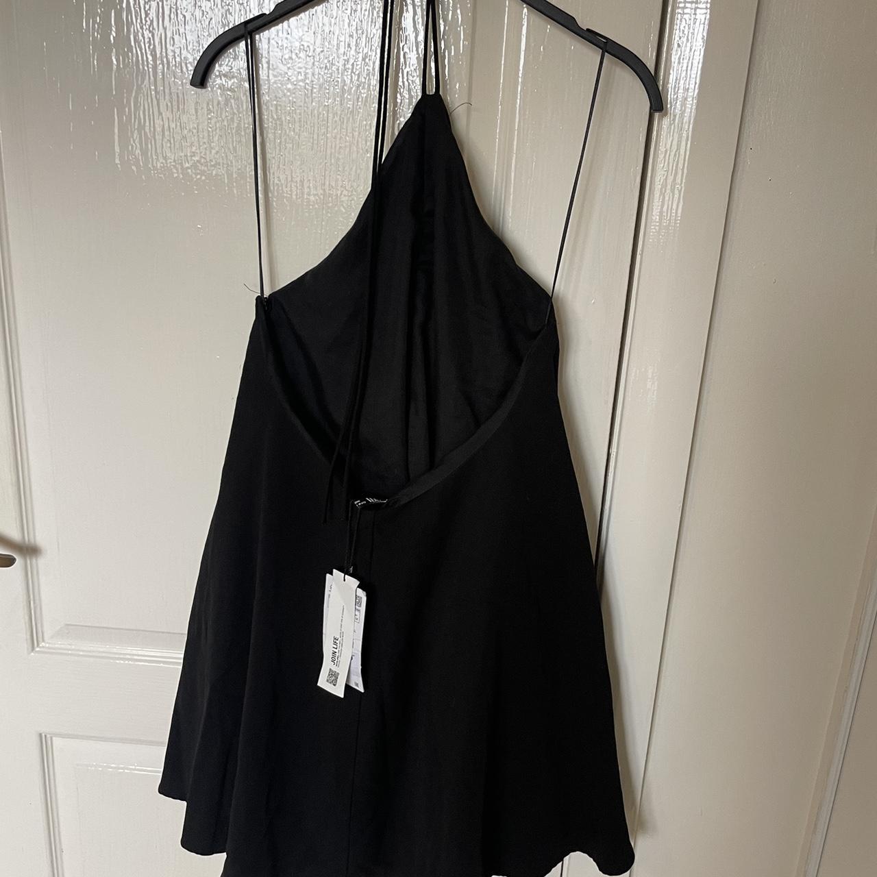 Zara black dress playsuit. Has a tie halter neck | Depop
