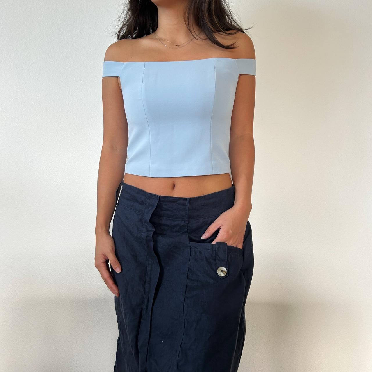 periwinkle light blue corset top off the... Depop