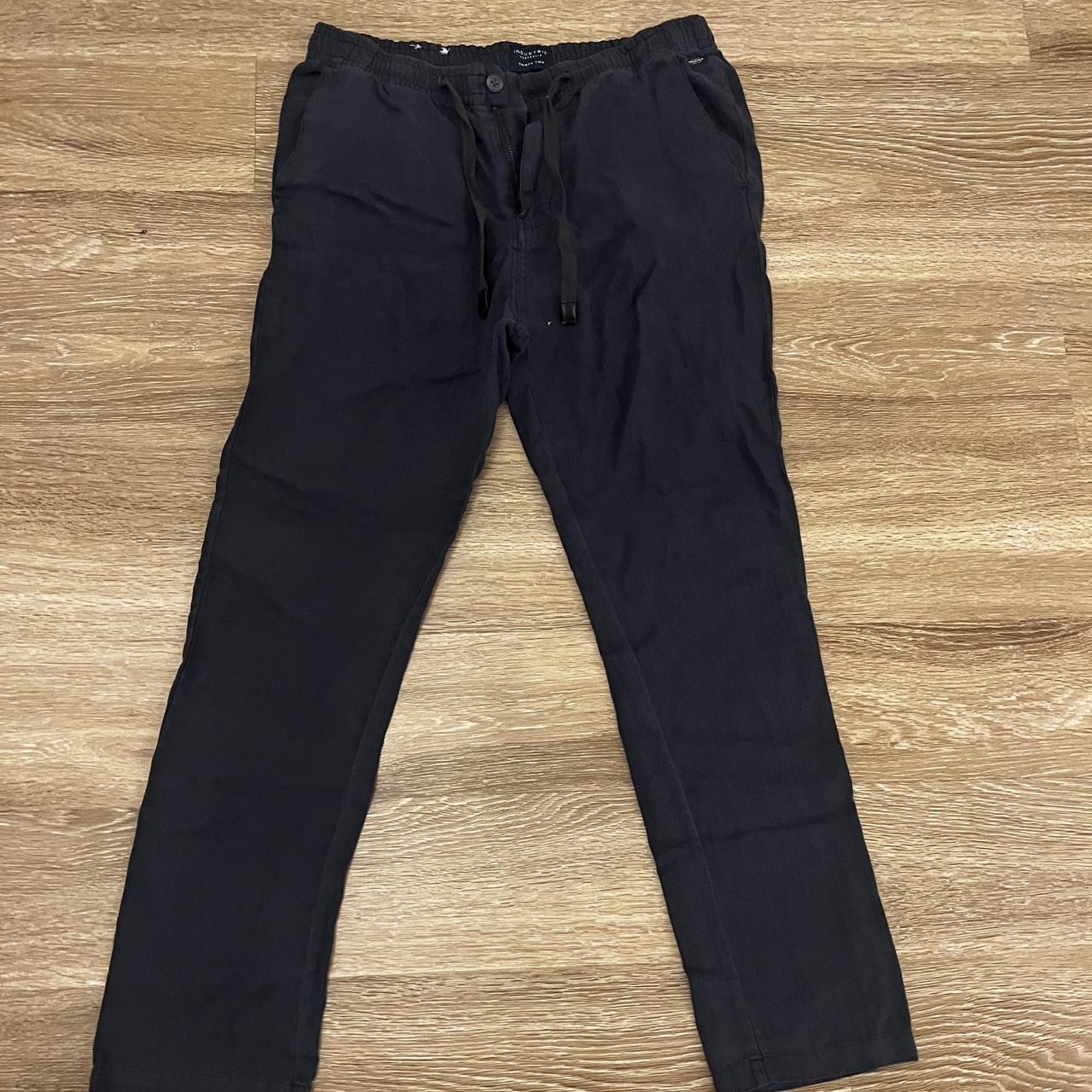 Industrie Linen Pants (Deep Navy Blue) - Depop