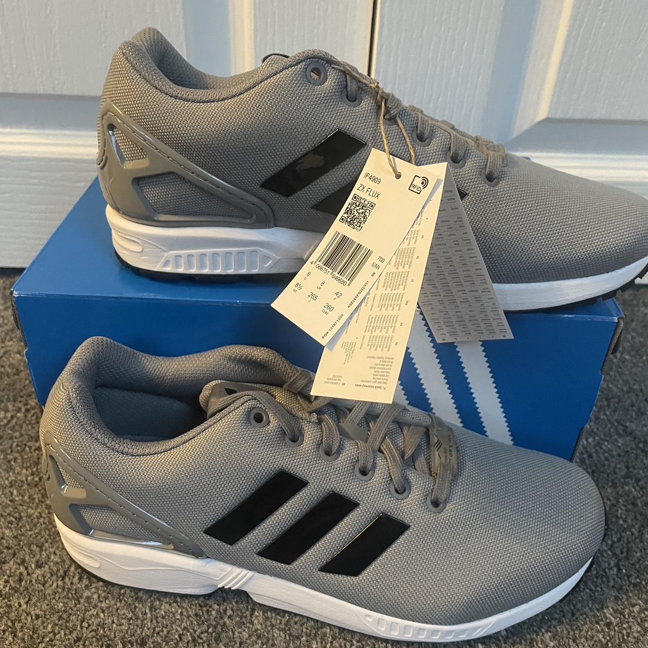 Adidas ZX Flux grey and white trainers mens size 8. Depop