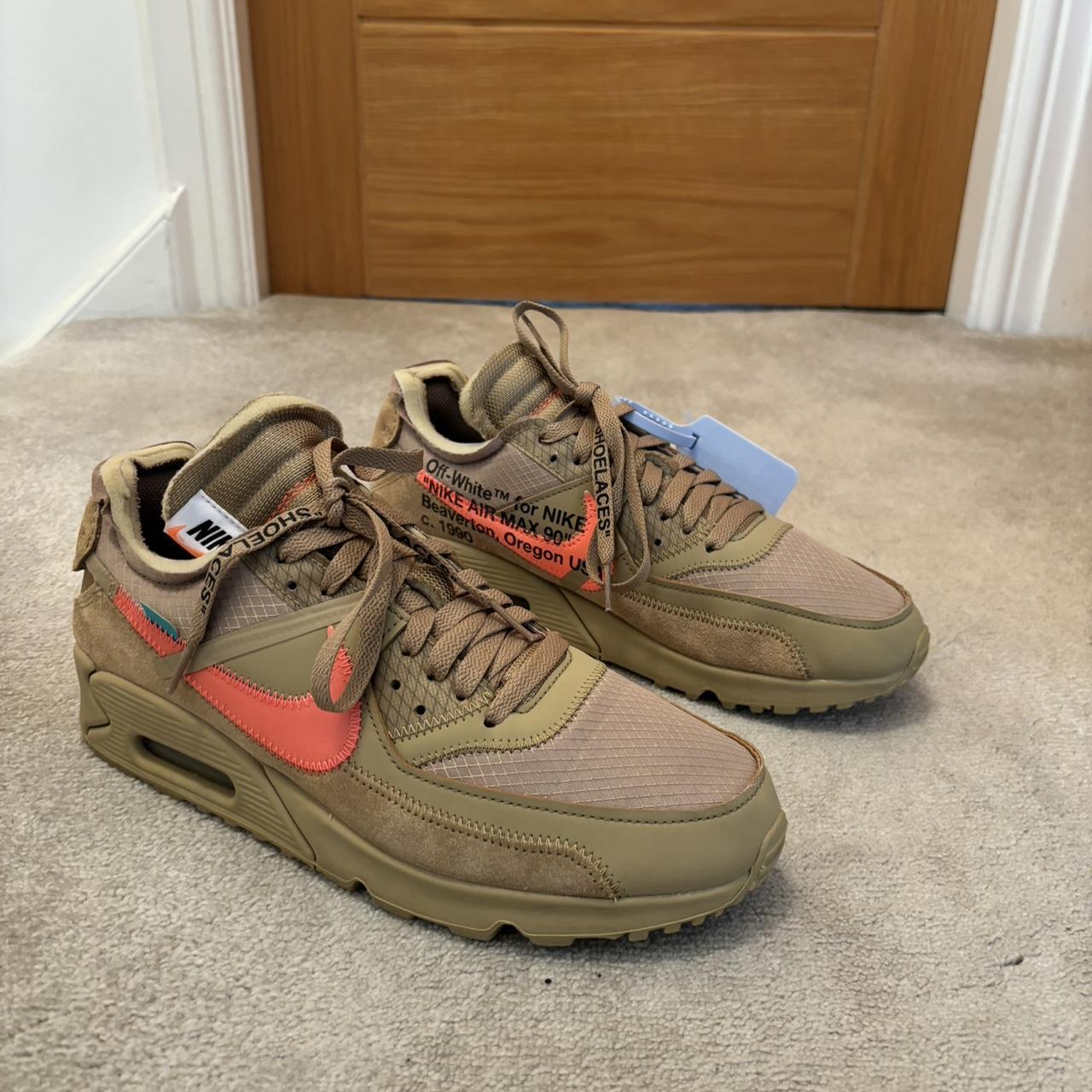 Nike Air Max 90 x Off White Desert Ore Size 8 Uk Depop