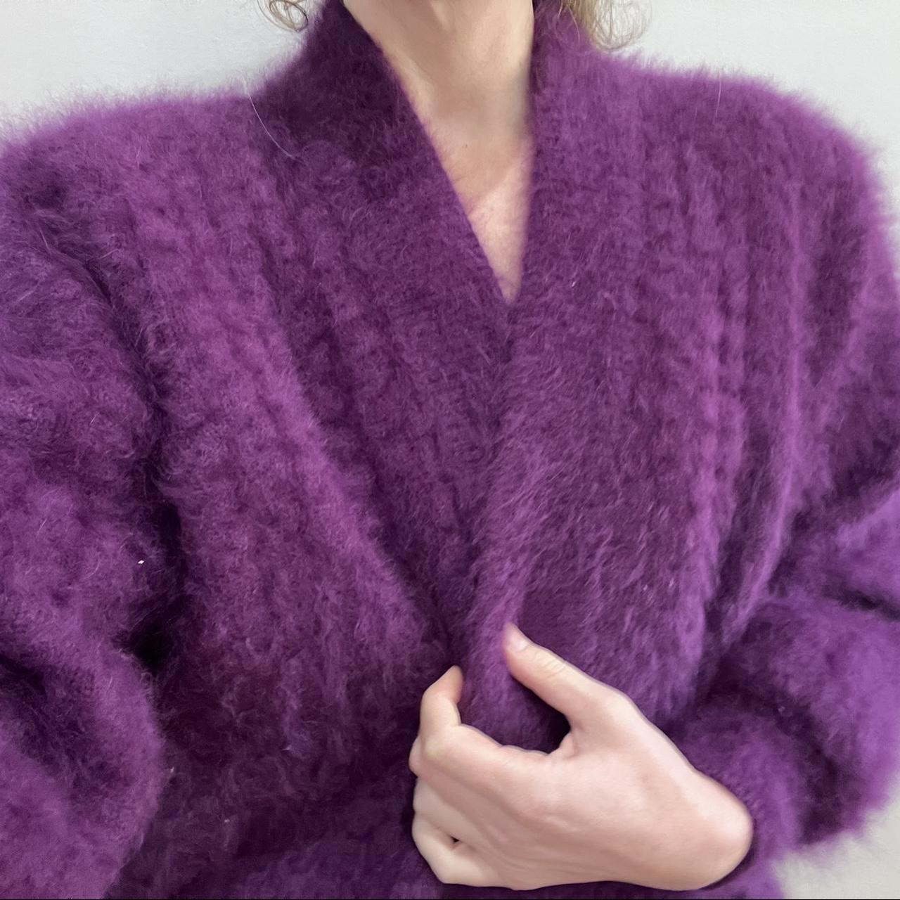 #Vintage Angora Blend Coat, Purple Lined Oversize... - Depop