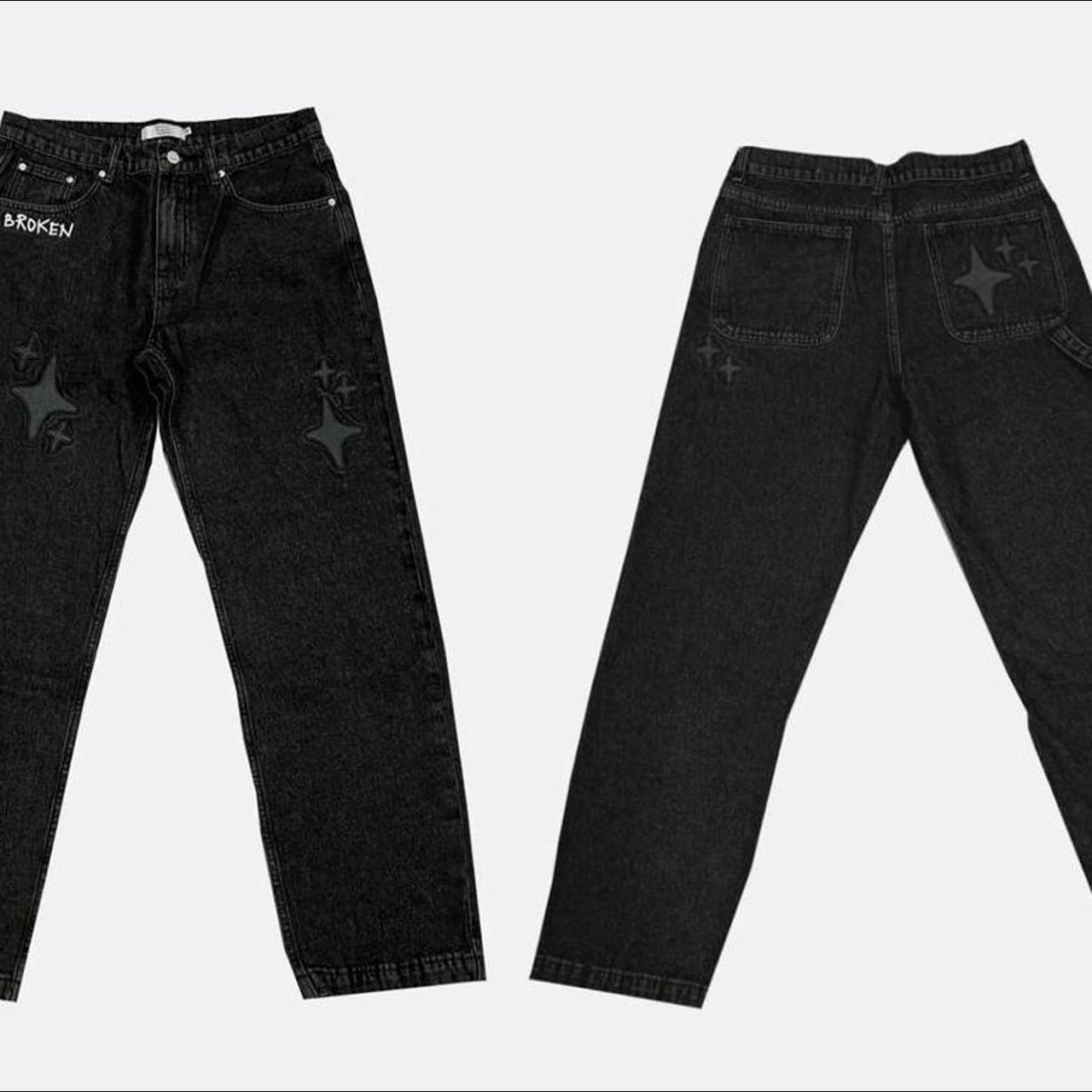 Broken planet market washed black jeans sized 34... - Depop