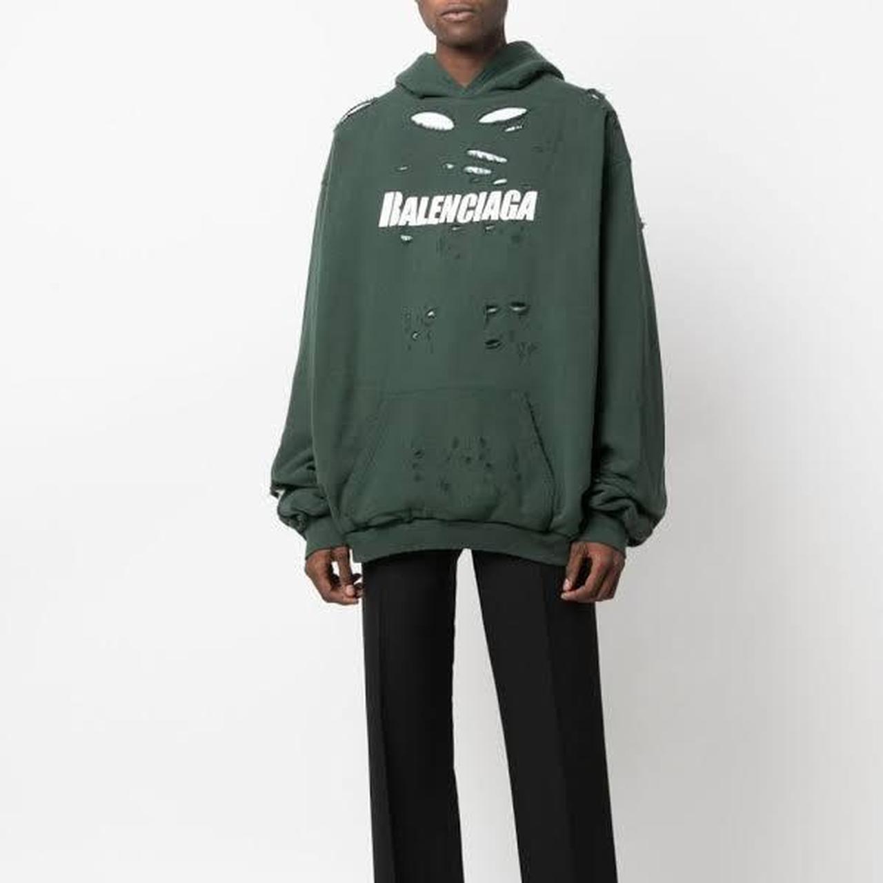 Balenciaga Oversize Distressed Logo Hoodie In Red