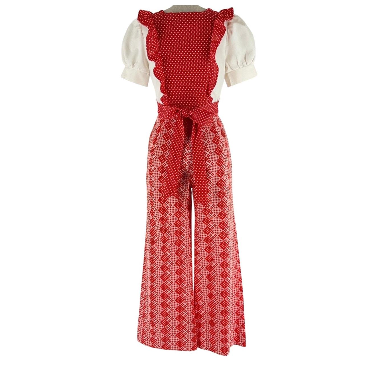 Vintage Women's Polyester Jumpsuit - Red/White – … - image 2