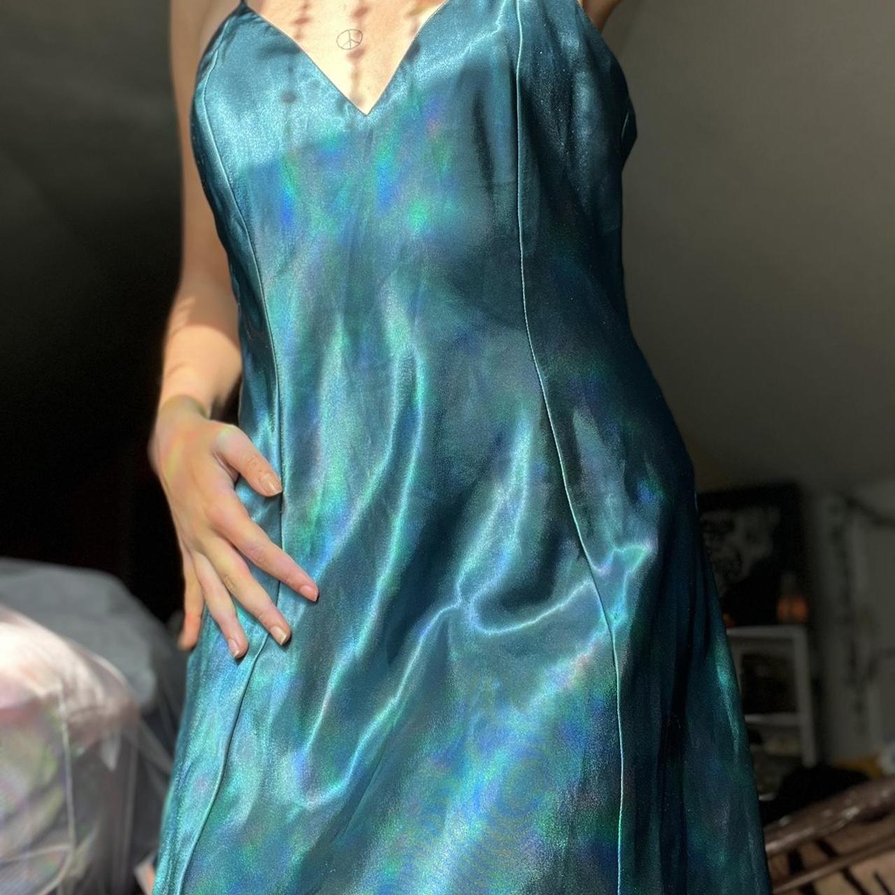 Iridescent slip cheap dress