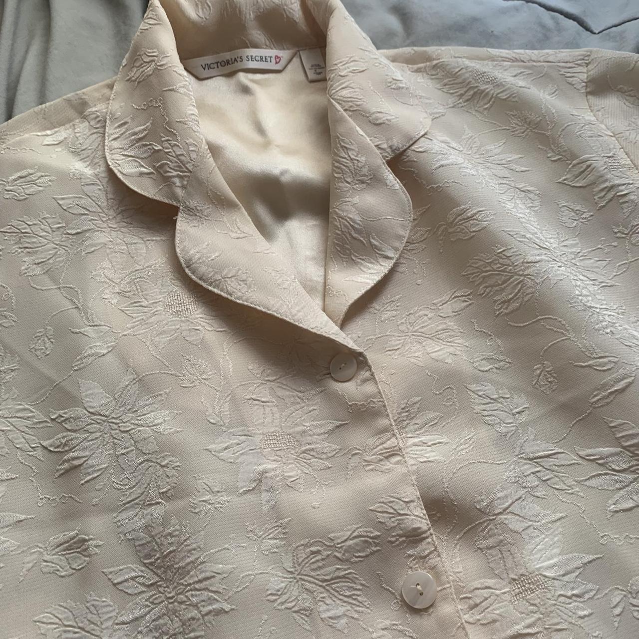 Vintage Victorias Secret Flower Embossed Button Up