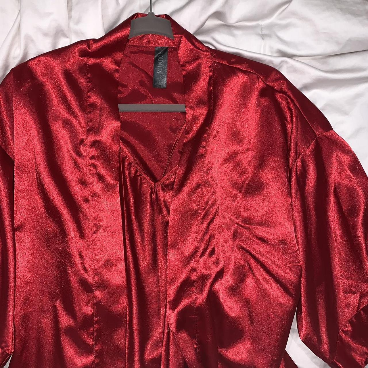 intimate basics red satin robe and slip dress set... - Depop