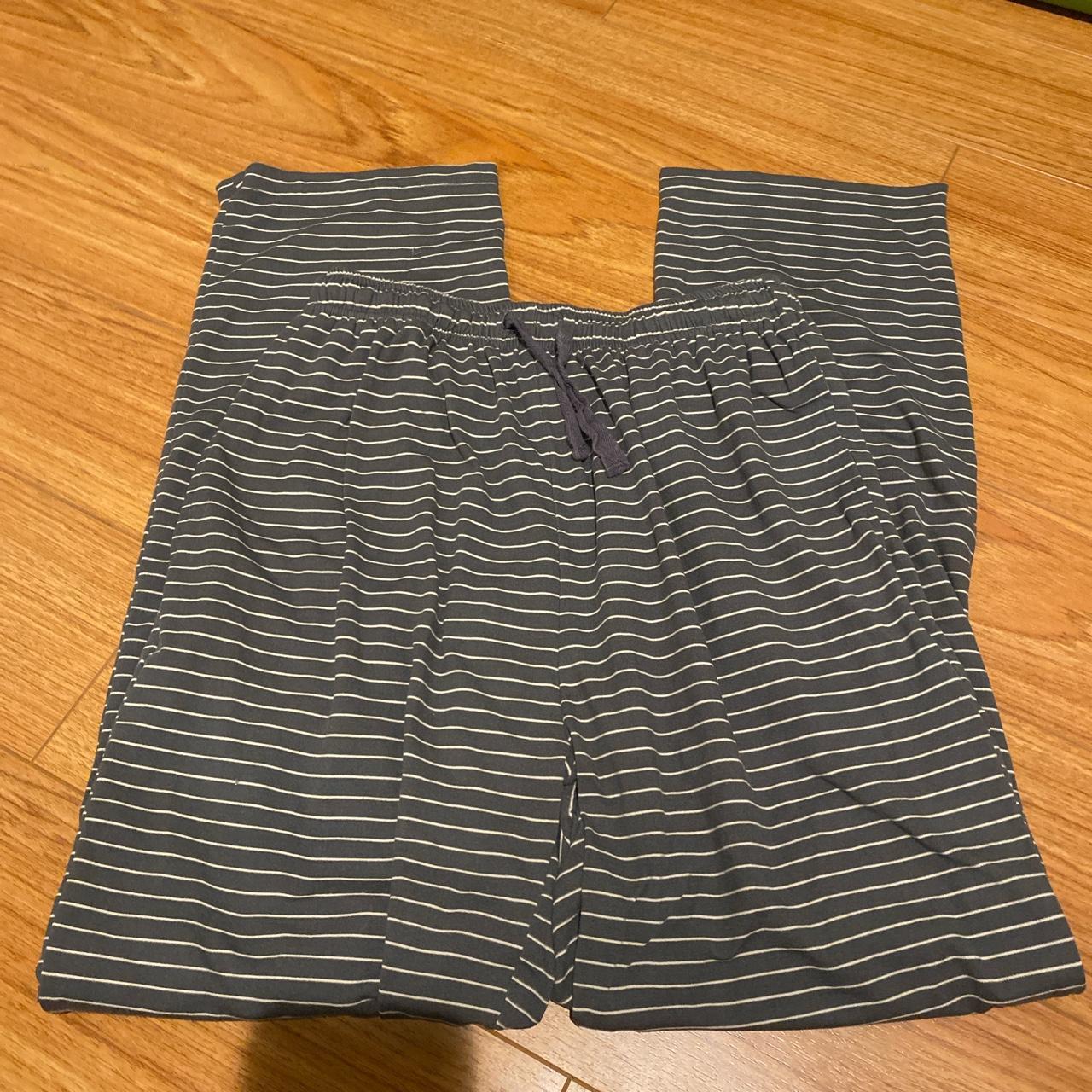 Grey striped pajama pants Size small good condition - Depop