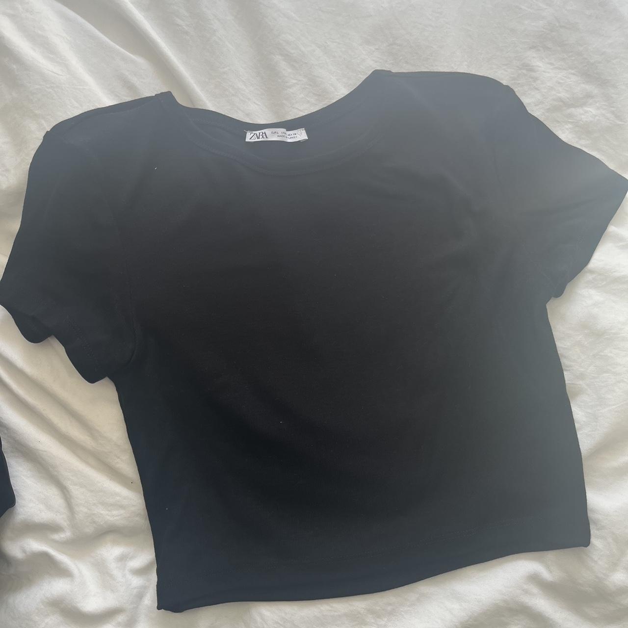 Zara Black crop t , never worn too big - Depop