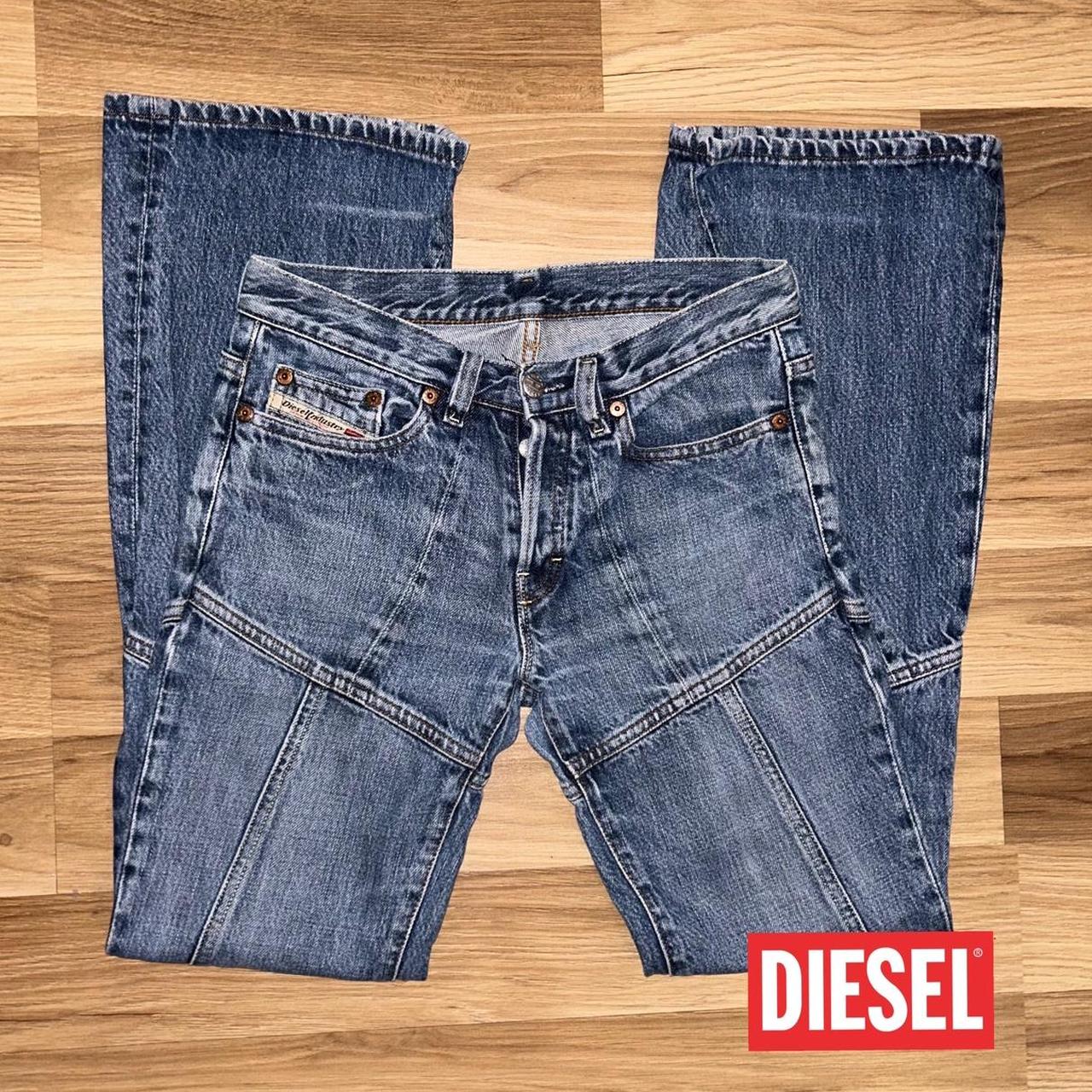 00s rare bootcut diesel patchwork jeans, check 5th - Depop