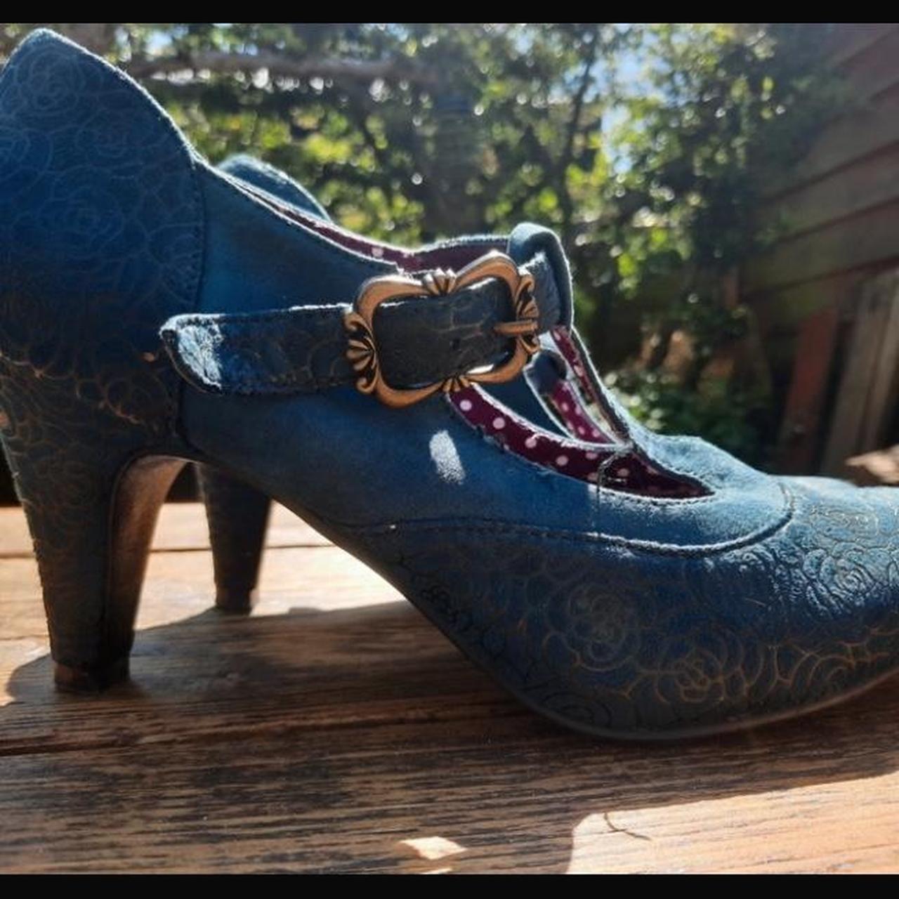 Joe Browns teal velvety buckle court shoes Depop