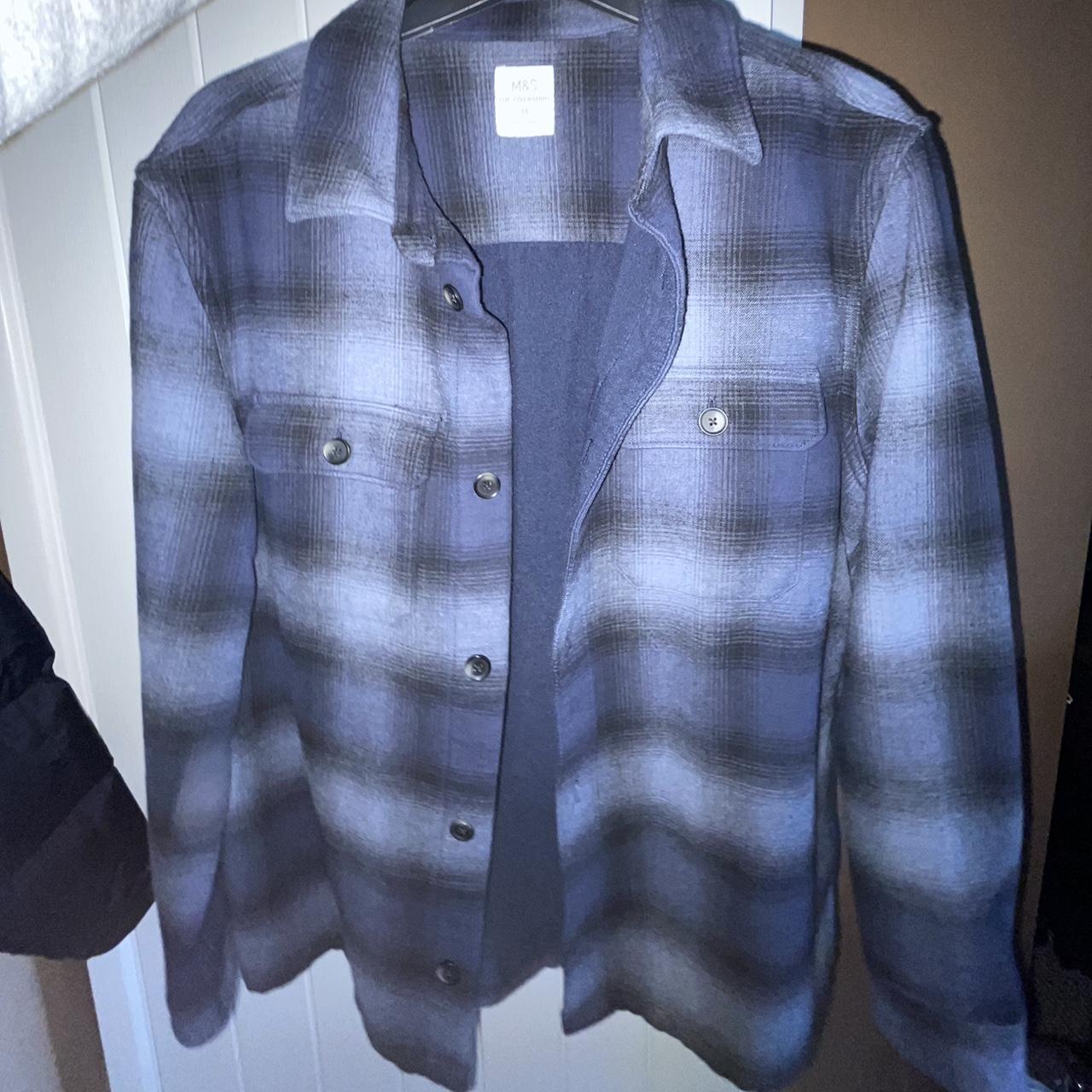 Men’s m@s overshirt Blue&black chequered Size M... - Depop