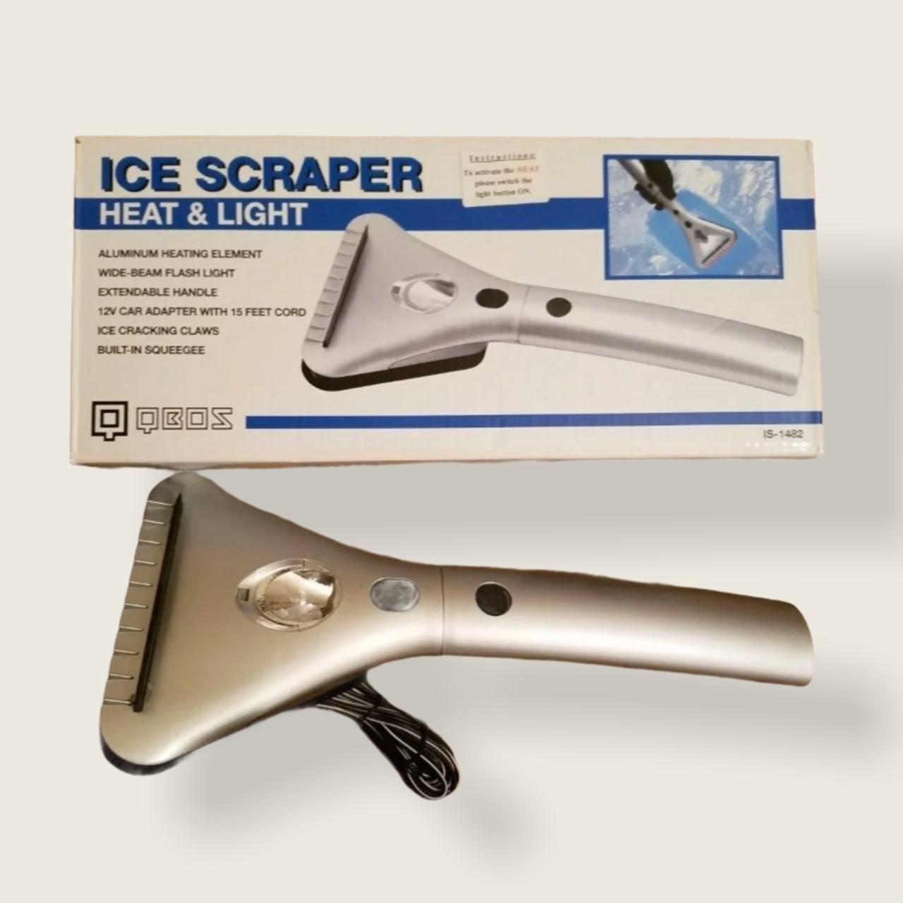 Heated Ice Scraper with Built-In Wide-Beam LED Light