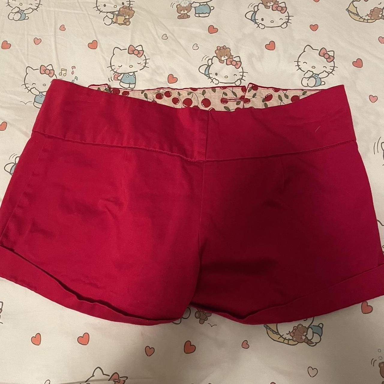 body-central-women-s-red-and-white-shorts-depop