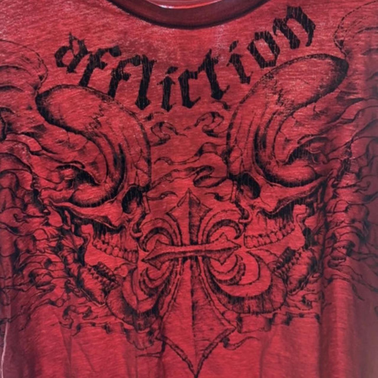 Affliction Men's Red and Black T-shirt | Depop