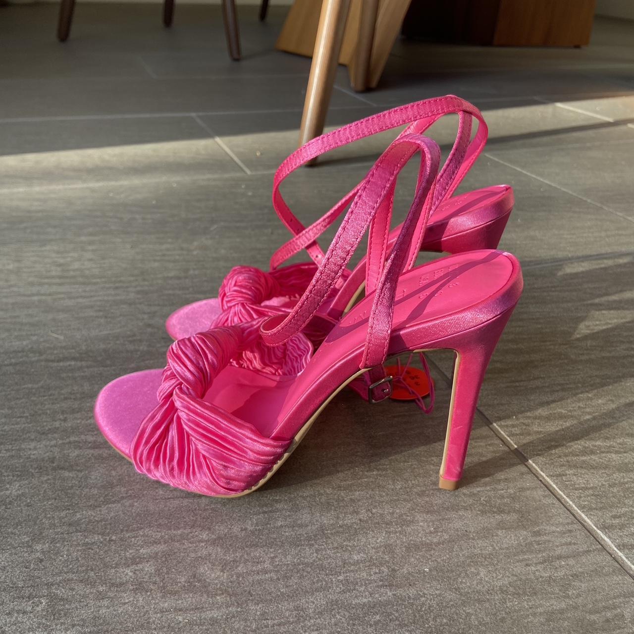 primark pink strappy heels size 3 worn to try on,... - Depop