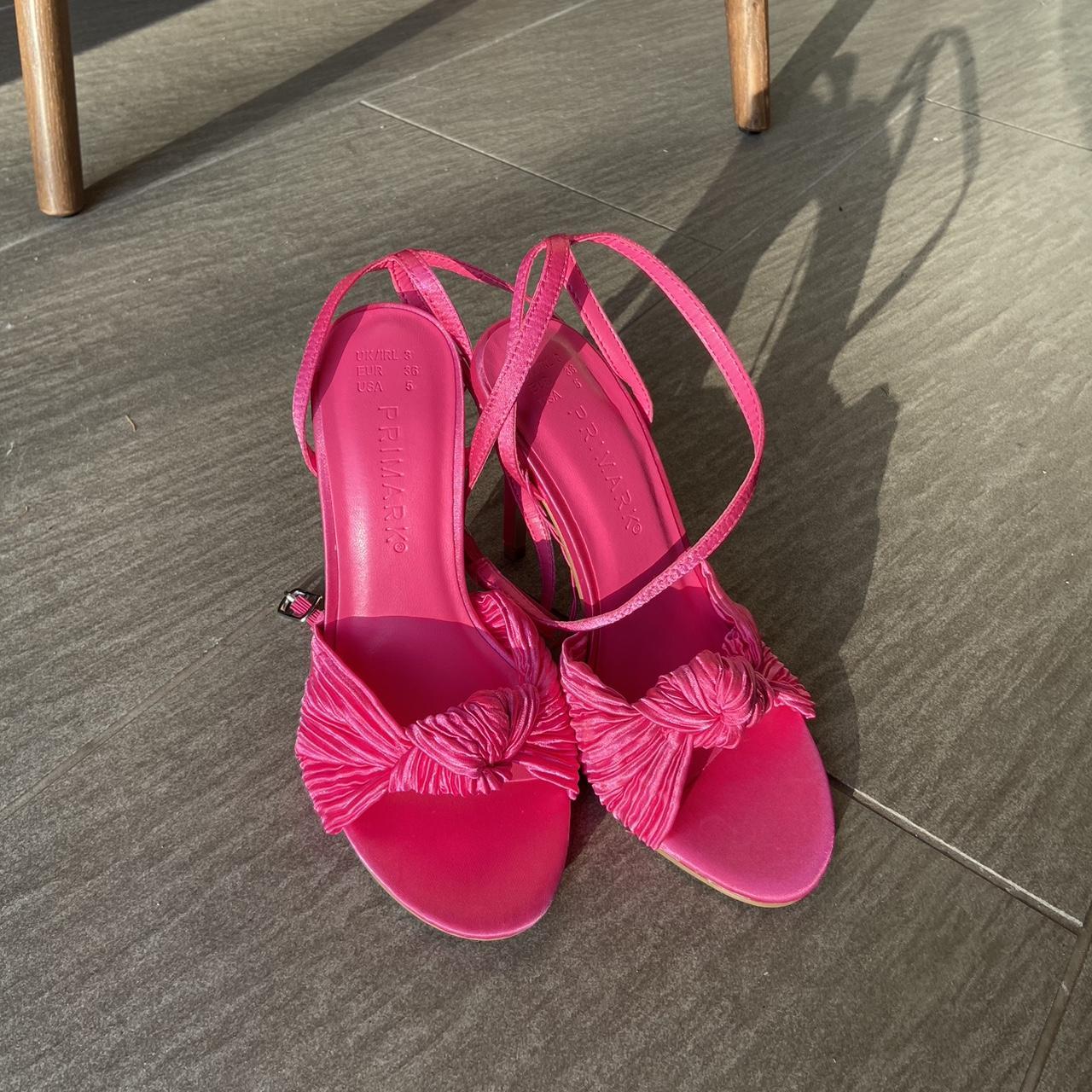 primark pink strappy heels size 3 worn to try on,... - Depop