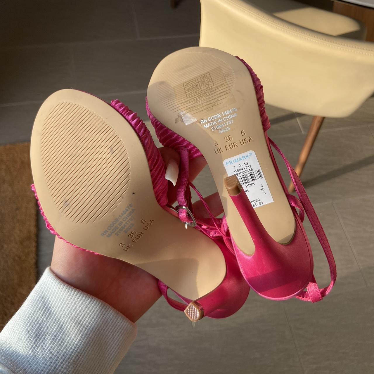 primark pink strappy heels size 3 worn to try on,... - Depop