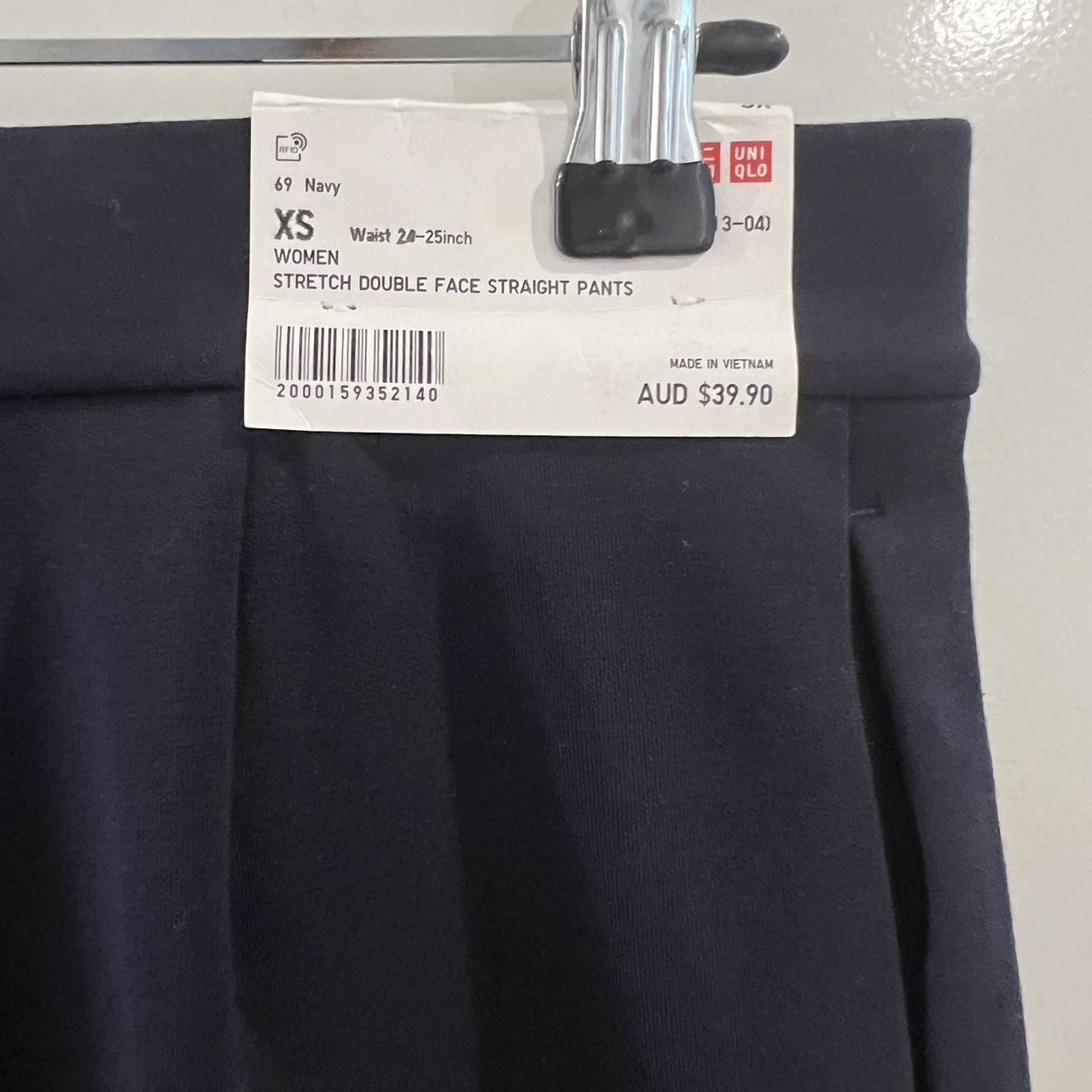 Uniqlo Stretch Double Face Straight Pants navy size XS - Depop